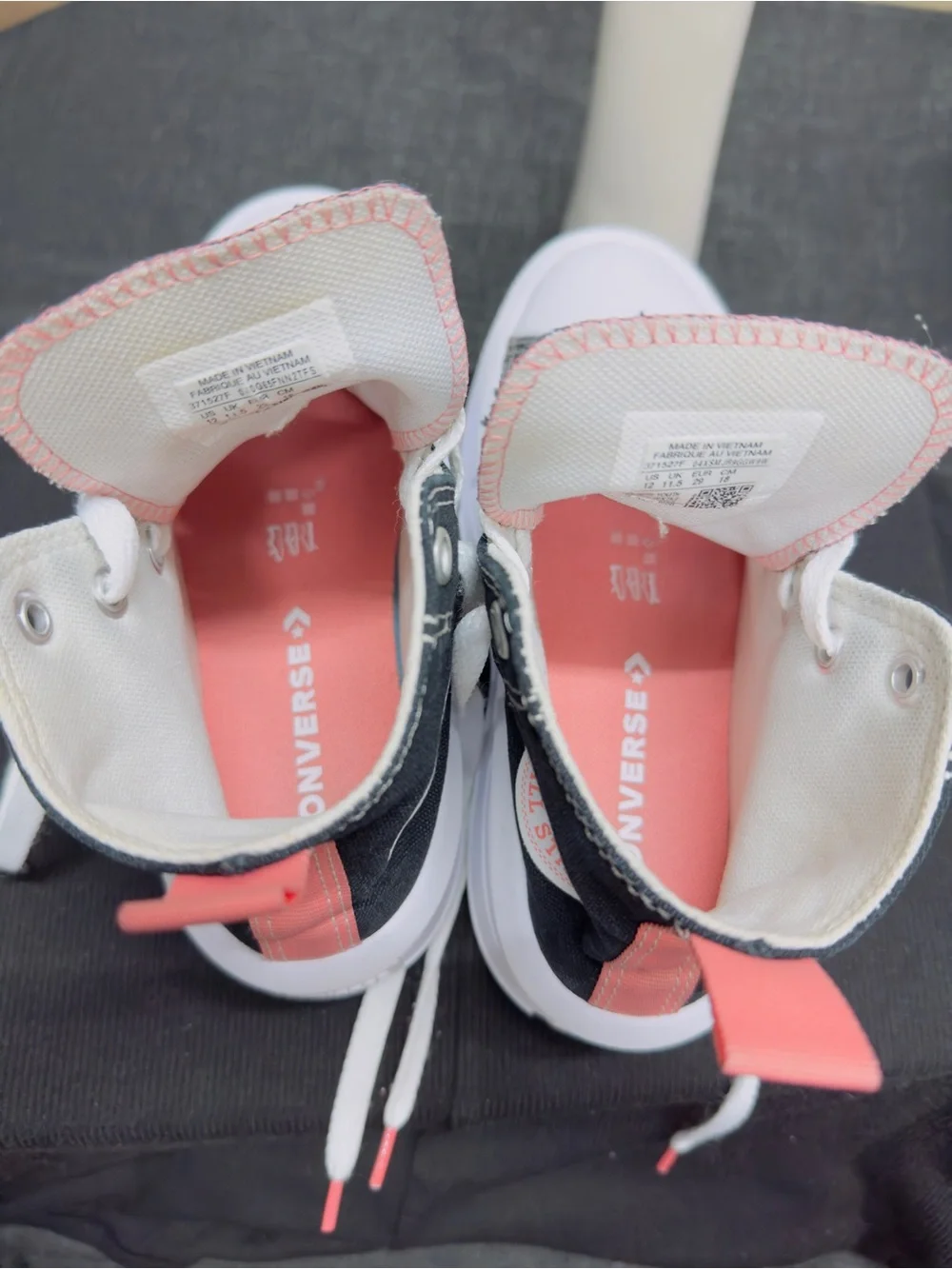 Converse Kids High-Top Sneakers in Black with Pink Accents